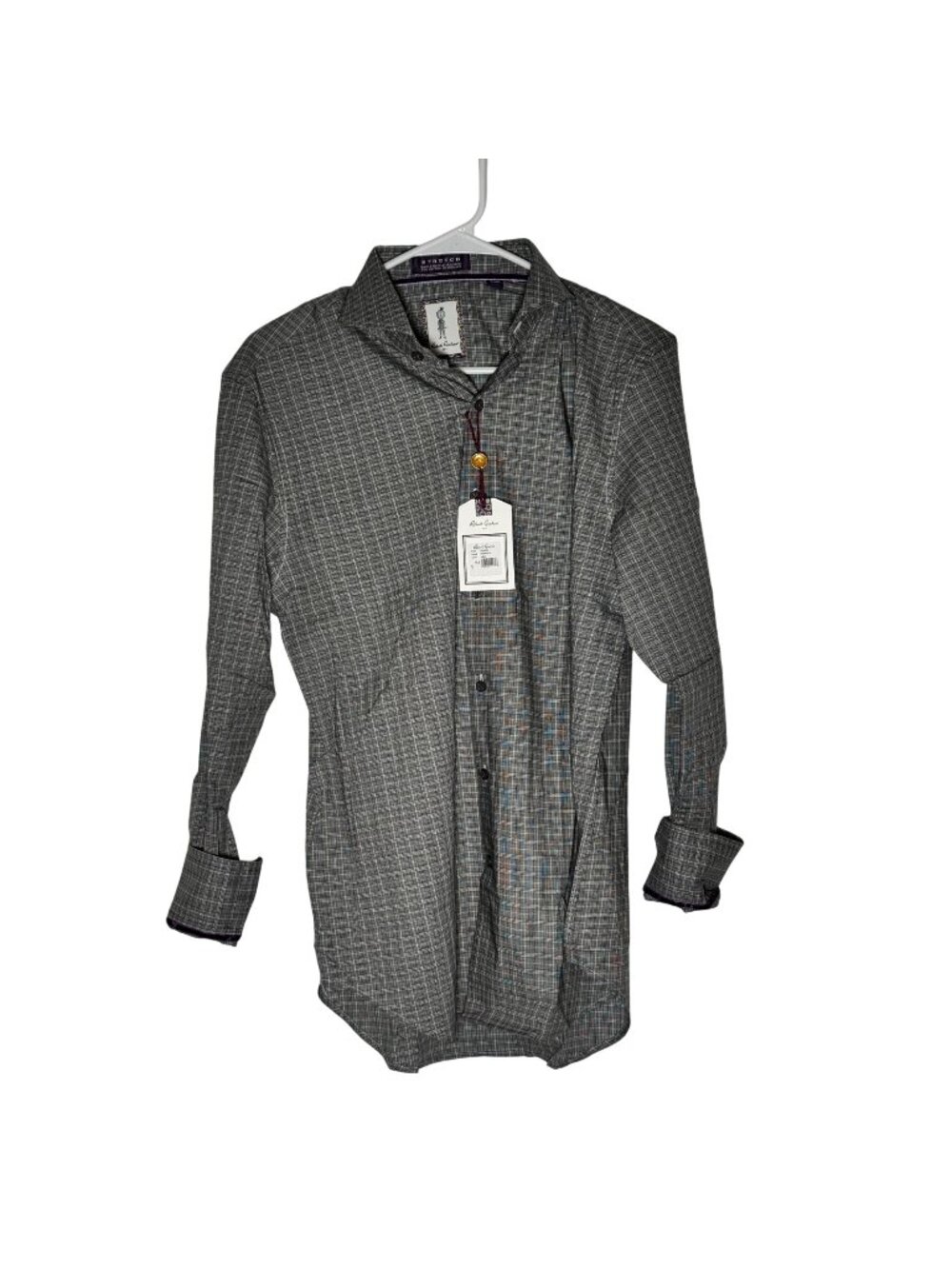 Robert Graham Bladell Navy Patterened Dress Shirt Tailored Fit Size M 15.5 NWT
